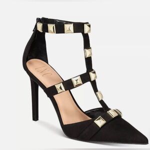 INC's BRAND NEW SYNDIA2 Gold Studded Black Microfiber Dress Pump